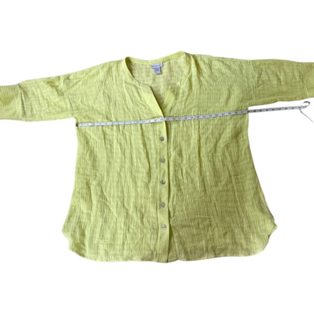Soft Surroundings Button Up Top Womens 2X Lime Green Linen Cotton Gauze - Picture 6 of 9